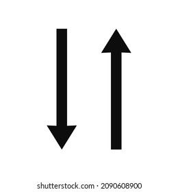 Two Way Road Symbol. Vector Illustration Pictogram Of The Downward And Upward Black Arrows