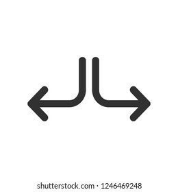 Two way or side arrow in different direaction icon, vector illustration isolated on white background.