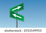 Two Way Sign with Clipping Path, on dark blue background.