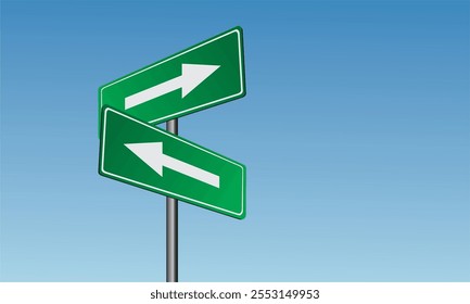 Two Way Sign with Clipping Path, on dark blue background.