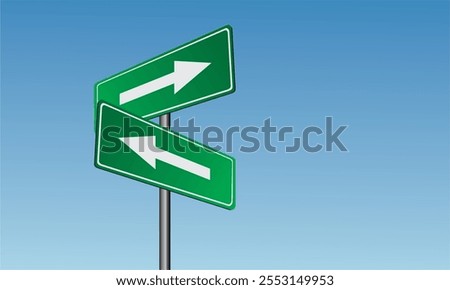 Two Way Sign with Clipping Path, on dark blue background.