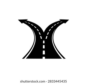 Two Way Split Road Arrow Vector Icon For Business Choice