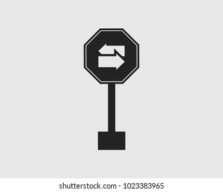 Two way street sign  Right icon with gray Background.