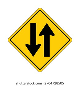 Two Way Traffic Ahead Directional Road Sign