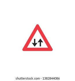 two way traffic ahead sign vector on a white background