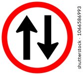 Two Way Traffic Road Sign, Vector Illustration, Isolate On White Background Label. EPS10
