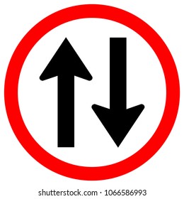 Two Way Traffic Road Sign, Vector Illustration, Isolate On White Background Label. EPS10
