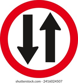 Two Way Traffic Road Sign,Traffic Sign , Vector, symbol, transport icon