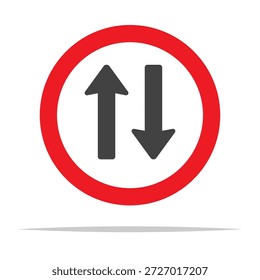 Two way traffic sign arrows transparent vector isolated illustration