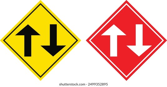 Two Way Traffic Sign. Both Way Traffic Sign illustration.