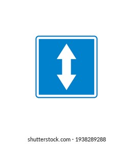 Icono plano de señalización de tráfico de dos vías, signo vectorial, pictograma colorido aislado en blanco. Símbolo, ilustración del logotipo. Diseño de estilo plano