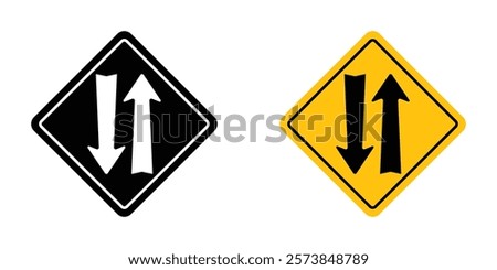 Two way traffic sign vector in filled and 3 stroke weights