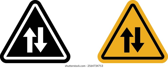 Two way traffic sign vectors in flat syle