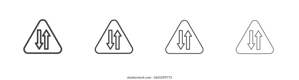 Diseño de símbolo de contorno de concepto de señales de tráfico de dos vías.