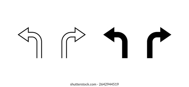 Two way turn arrow icon. Left and right turn sign