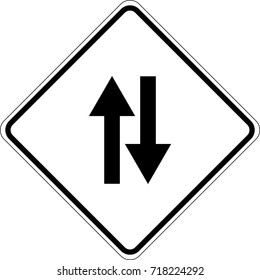 Two way warning sign ahead