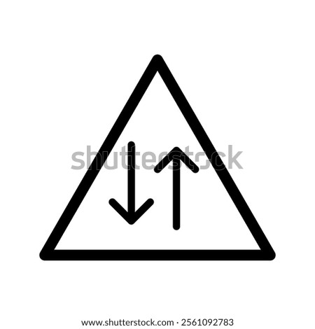 Two way warning sign icon . vector illustration, pictogram isolated on white background. color editable