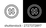 Two Ways icon black and white outline.