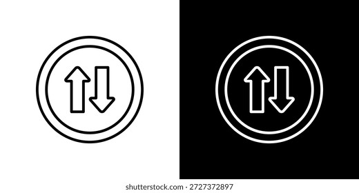 Two Ways icon black and white outline.