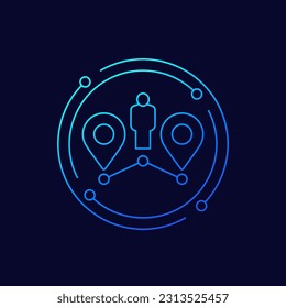 two ways icon, linear design