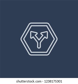 Two ways sign icon. Trendy flat vector line Two ways sign icon on dark blue background from traffic sign collection. 
