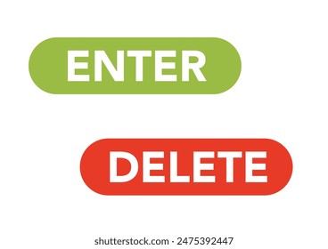 Two web icons with the words enter and delete