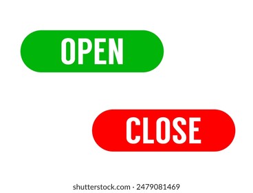 Two web icons with the words open and close