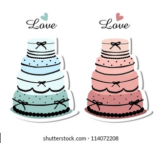 two wedding cakes isolated