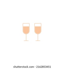 Two wedding glasses with champagne