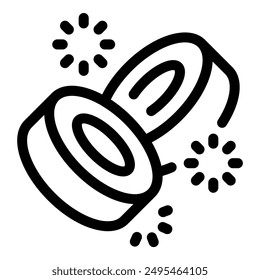 Two wedding rings falling down with sparkles around, wedding rings icon, line style