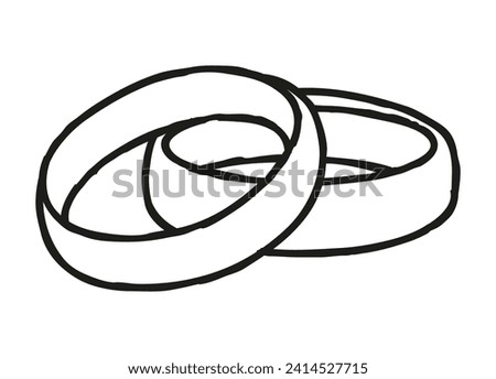 Two wedding rings hand drawn with thin single line