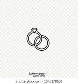 Two wedding rings in a linear style. Vector graphics.