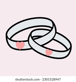 Two Wedding Rings on Pink Background 