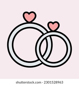 Two Wedding Rings on Pink Background 