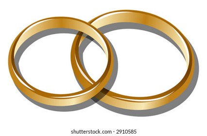 Two wedding rings on a white background