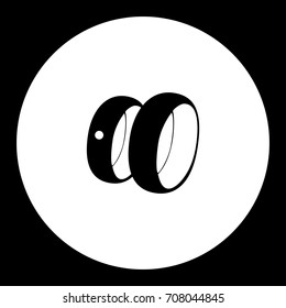 two wedding rings simple silhouette black icon eps10