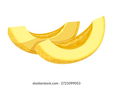 Dos gajos de melón sin semillas. Pedazo de fruta de verano jugosa. Aislado sobre fondo blanco.