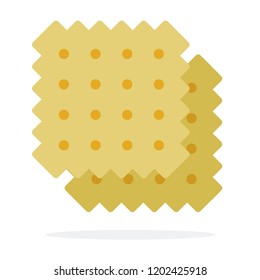 Two wheat salty crackers vector flat material design isolated on white
