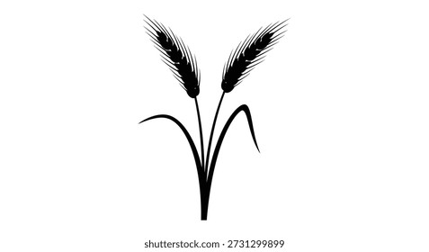 Dos tallos de trigo se representan en un estilo de silueta negra audaz, creando una Imagen visualmente impactante.