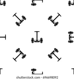 Two wheeled battery powered electric vehicle pattern repeat seamless in black color for any design. Vector geometric illustration