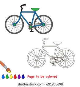 Two Wheeled Bicycle to be colored, the coloring book for preschool kids with easy educational gaming level.