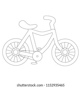 Two Wheeled Bicycle cartoon. Outlined illustration with thin line black stroke