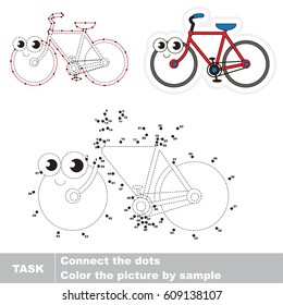 Two wheeled Bicycle. Dot to dot educational game for kids.