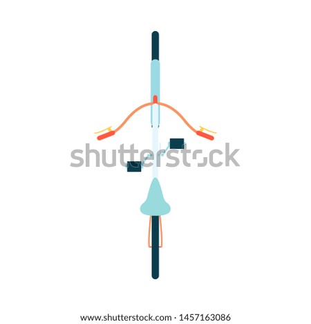 Two wheeled self propelled vehicle bike or bicycle top view. Isolated flat vector illustration in cartoon style of top view bicycle.