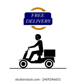 Two wheeler free delivery concept, logo.Vector illustration. 
