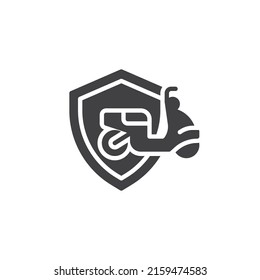 Two wheeler insurance vector icon. filled flat sign for mobile concept and web design. Scooter insurance glyph icon. Symbol, logo illustration. Vector graphics