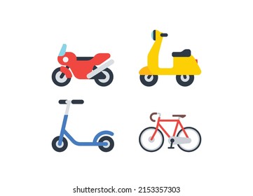 Two wheelers emoji set. Transport icon set