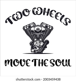 Zwei Räder bewegen das Soul-T-Shirt-Design 