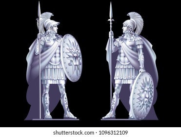 Two white antique hero with spears