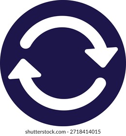 Duas setas brancas em movimento circular no fundo azul escuro repetir atualização
